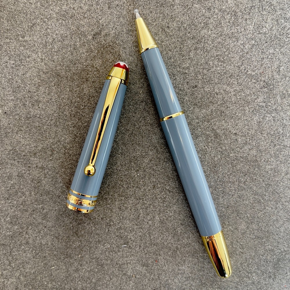 Deluxe Centenary Resin Series Blue - Gold Color 0.7mm Rollerball Pen No Box