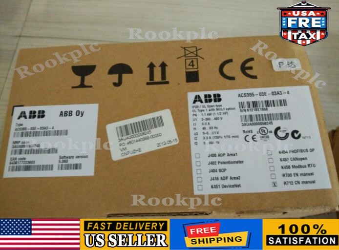 1PC New ABB ACS355-03E-03A3-4 380V 1.1KW Frequency Converter Brand No Keypad