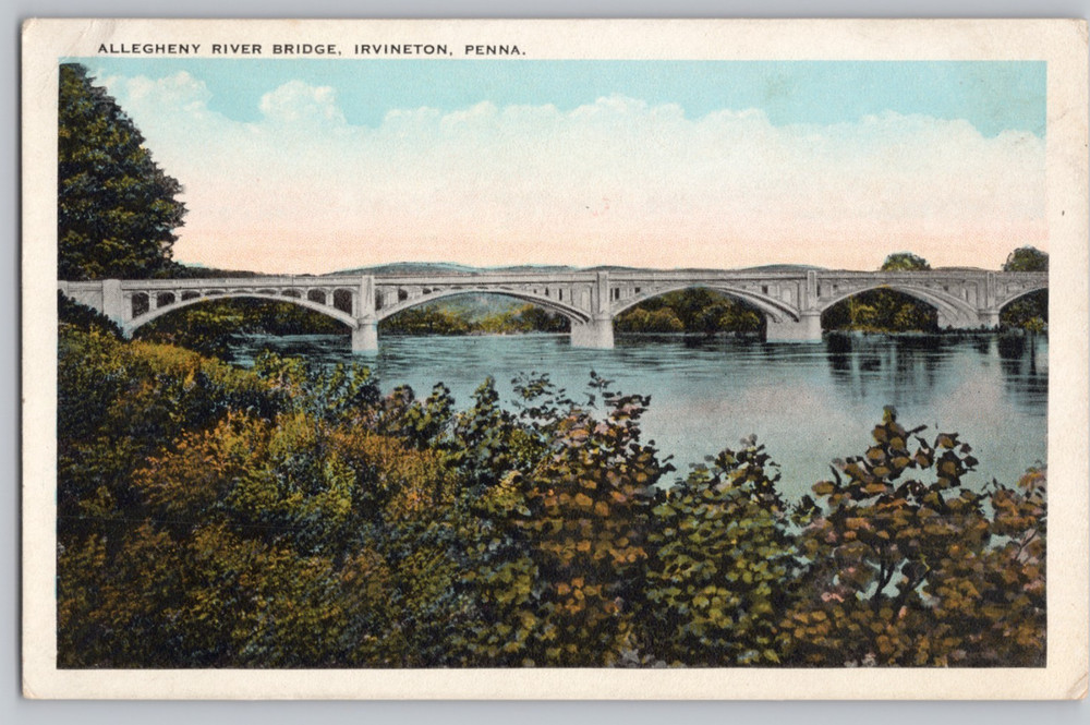 PA Irvington Alleghany River Bridge National Forest Service Postcard