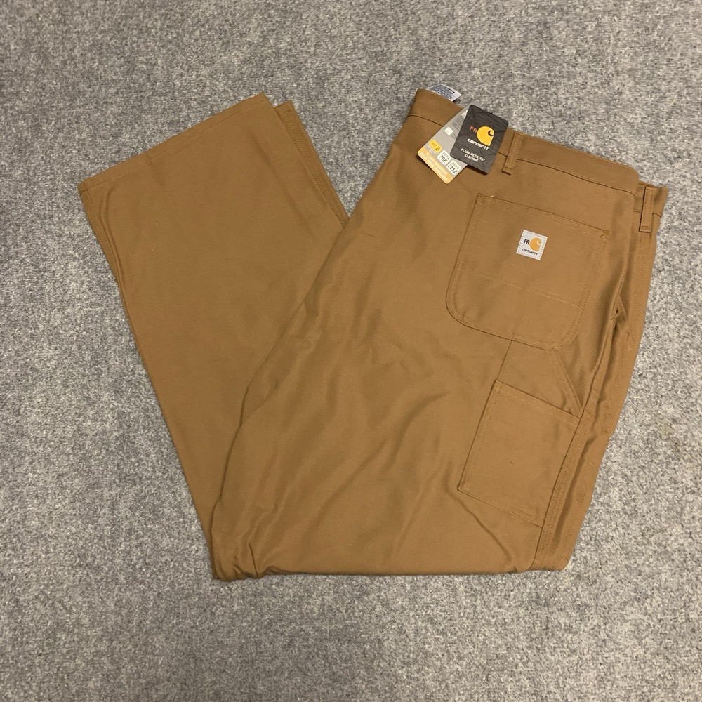 Carhartt FR 52x32 Duck Work Dungaree Pants Flame Resistant FRB229-BROWN-NWT