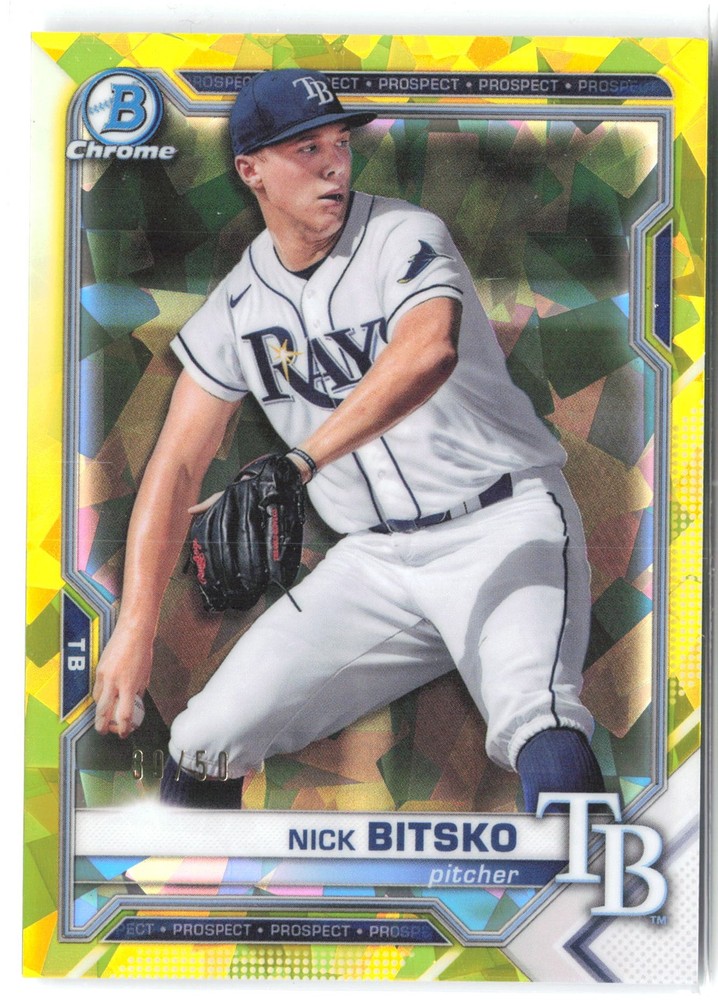 2021 Bowman Sapphire Nick Bitsko Yellow Refractor #/50 BCP-143