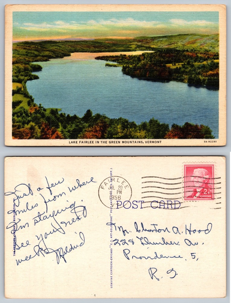 Lake Fairlee Green Mountains Vermont Postcard