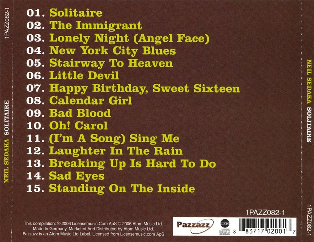 Neil Sedaka Solitaire New Cd