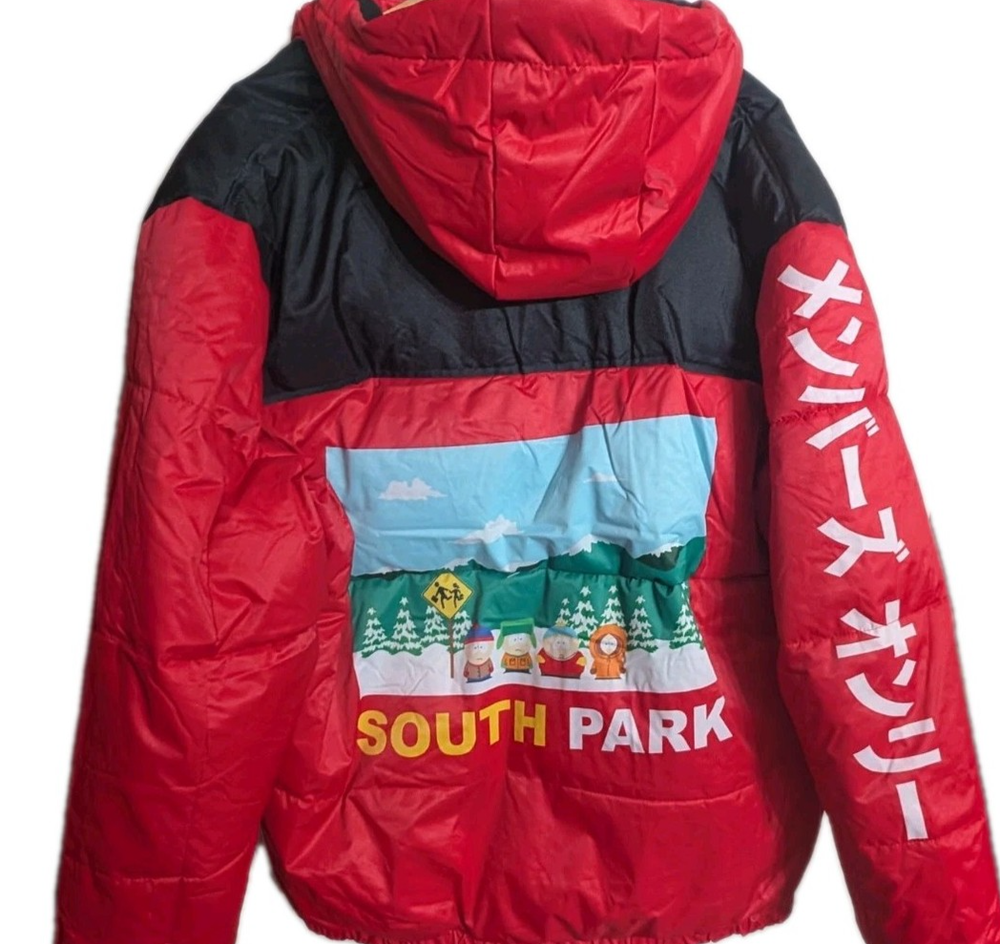 South Park x Members Only Puffer Jacket Mens XXL Cartman Red Black NWT