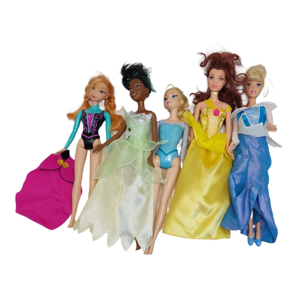 Disney Princess Doll Set - Elsa Belle Tiana Anna Cinderella for Play and Crafts