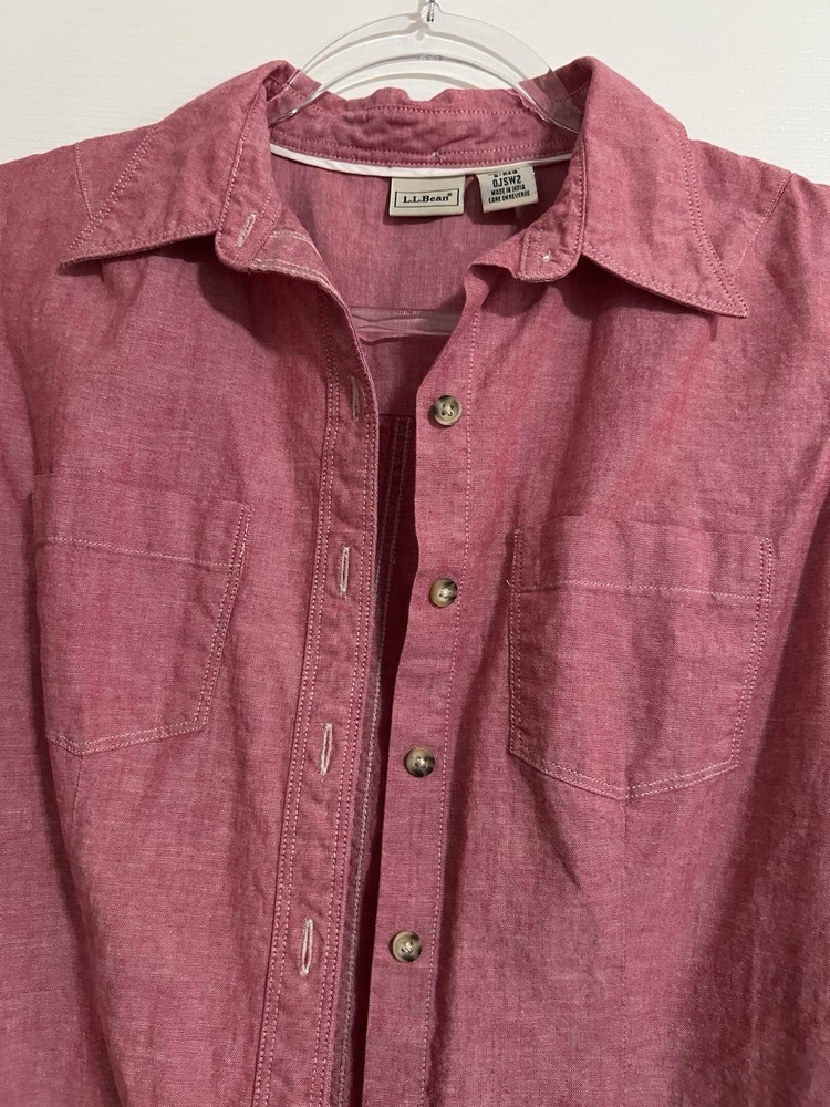 L.L. Bean Women's Long Sleeve Button Up Shirt Size Small 100% Cotton Muted Red