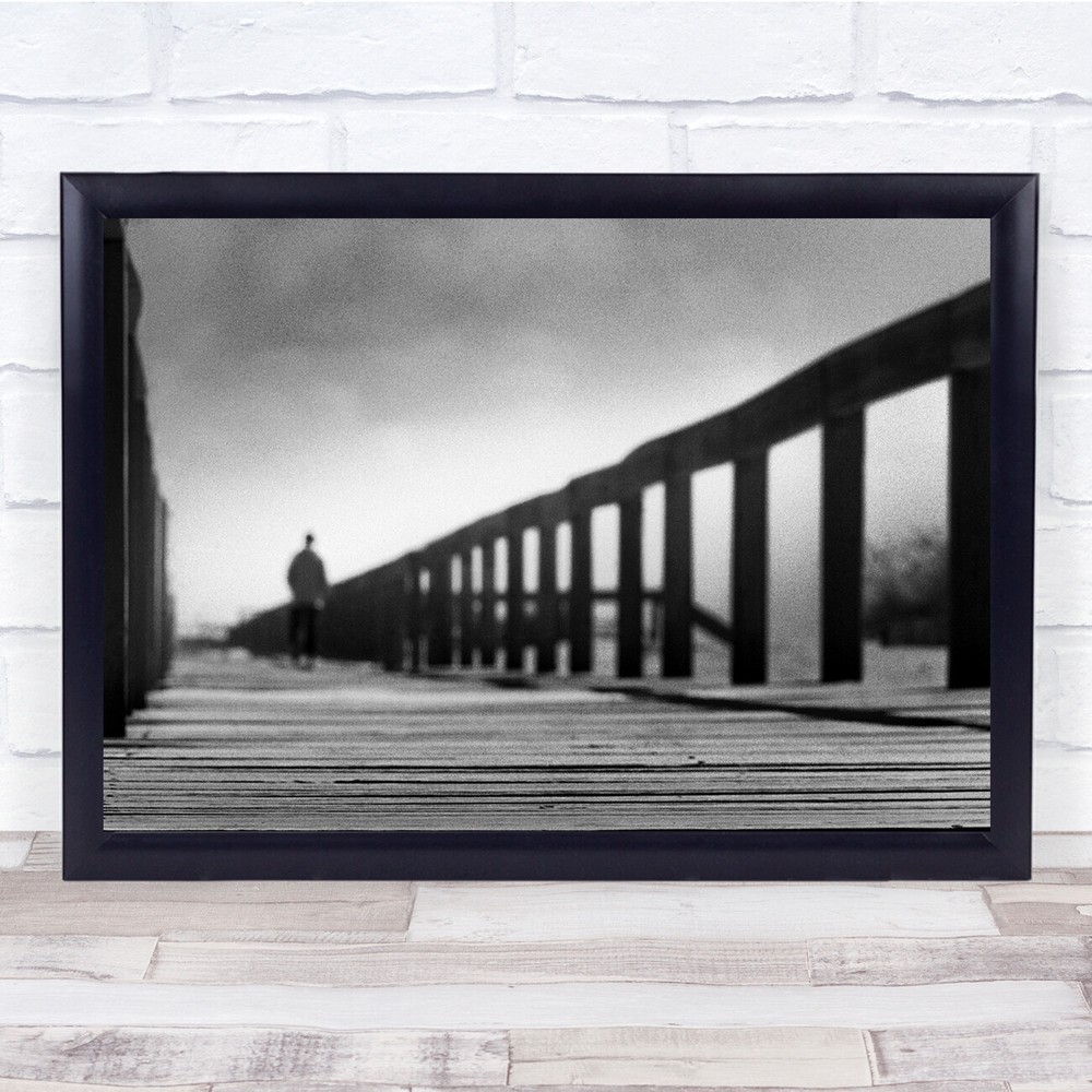 Find Me Gone bridge person walking Black & White Wall Art Print