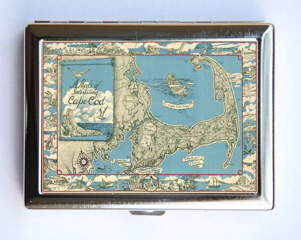 A Map of Cape Cod Cigarette Case Wallet Business Card Holder id case atlas map