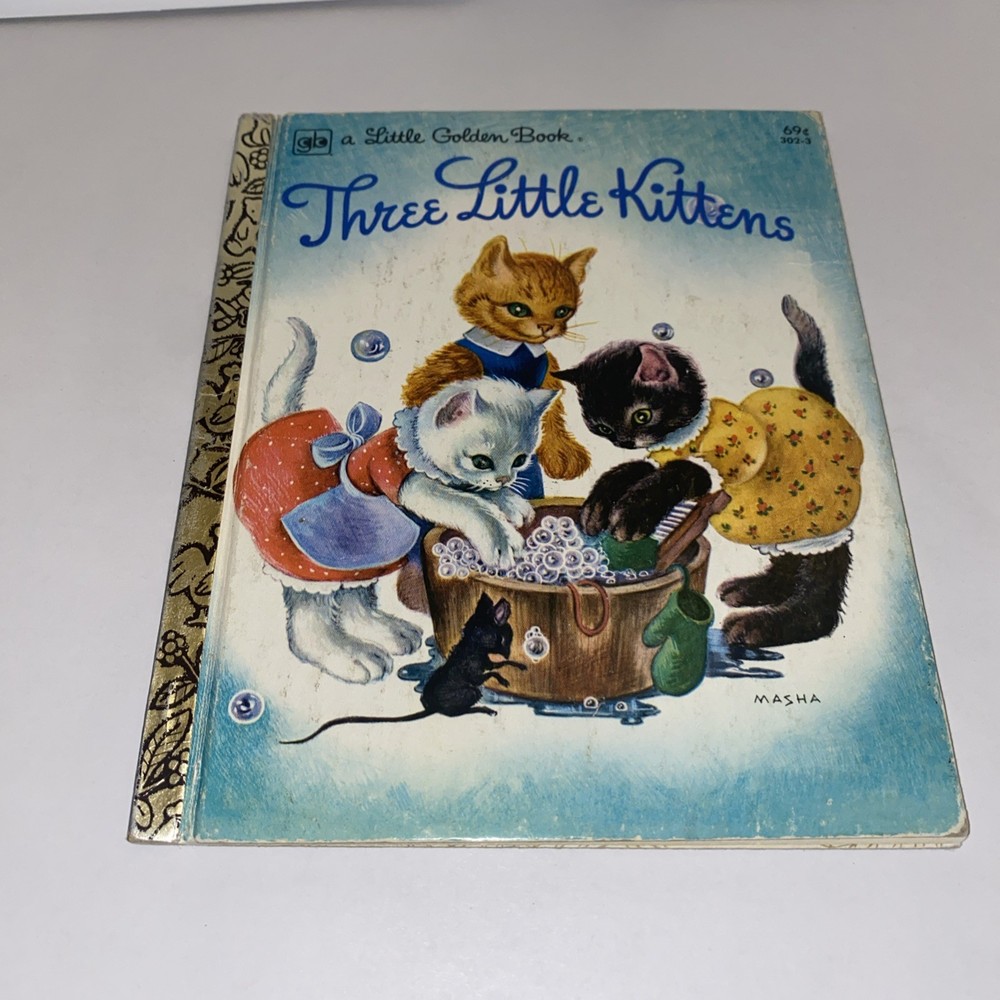 Little Golden Books Three Little Kittens Hardcover Illustrated by MASHA VTG