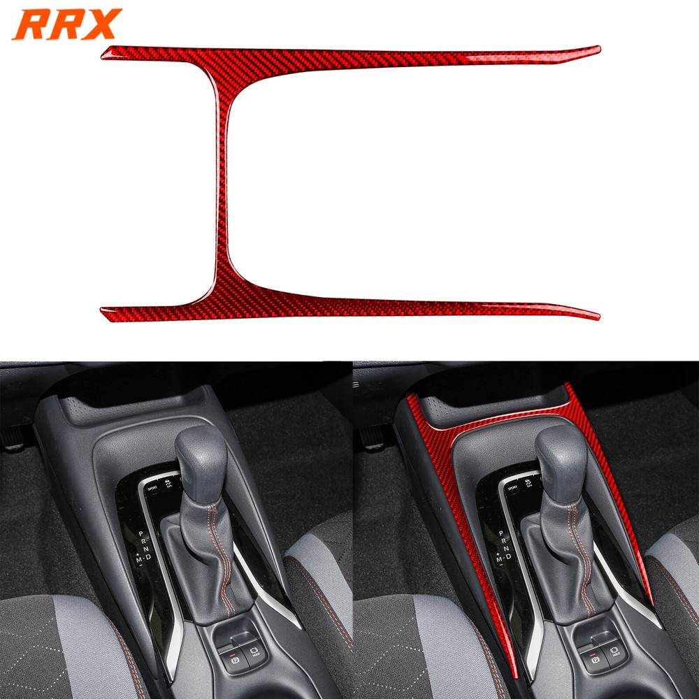 Red Carbon Fiber Center Console Gear Shift Panel Frame For Toyota Corolla 19-24