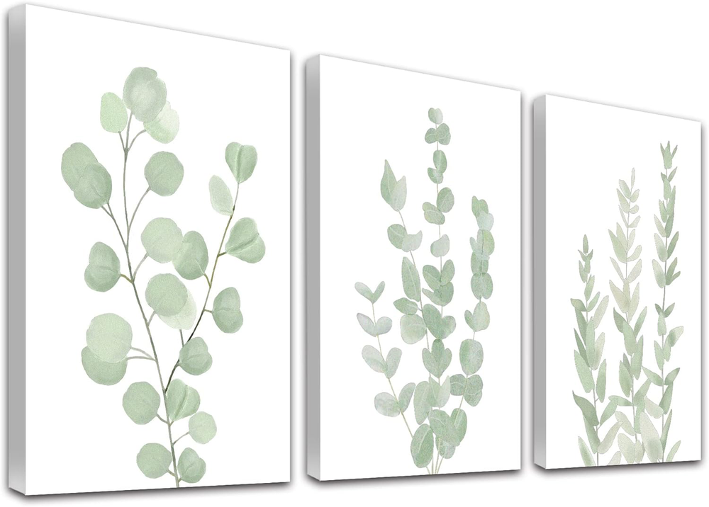Botanical Eucalyptus Canvas FRAMED Wall Art,Boho Plant Wall Decor for Prints for