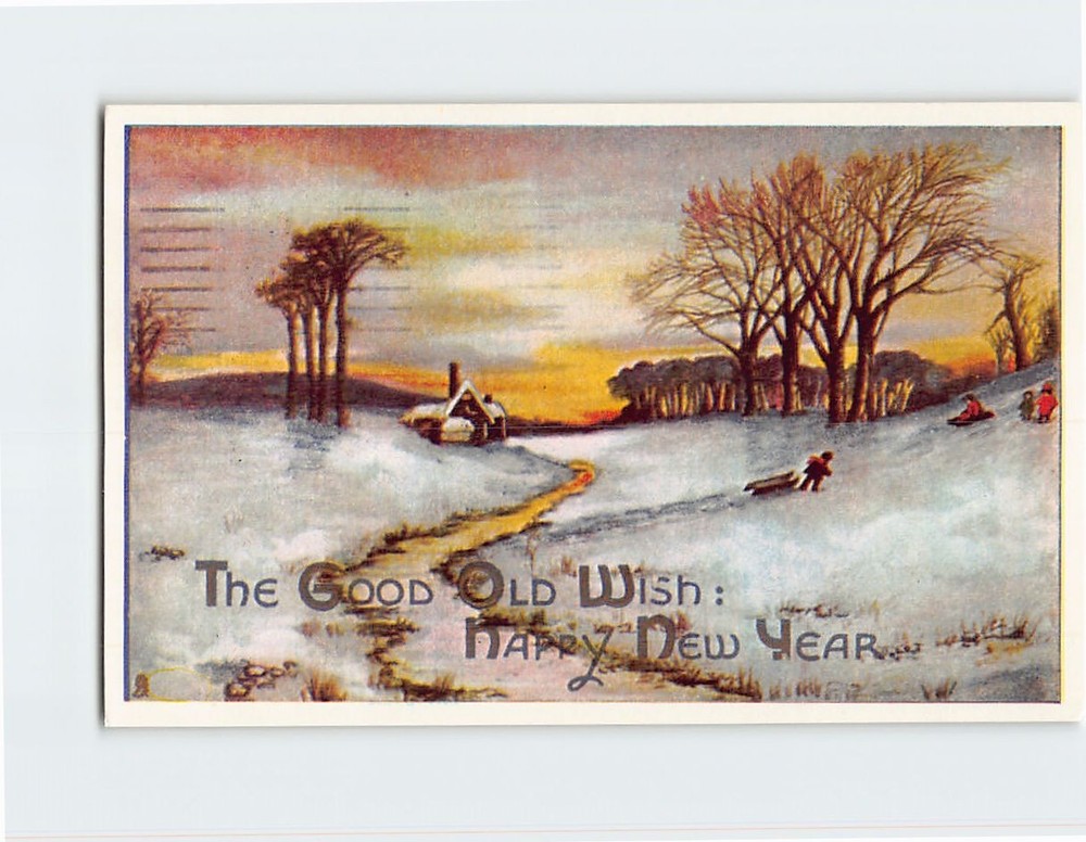 Postcard Winter Scene Art Print New Year Holiday Greeting Card