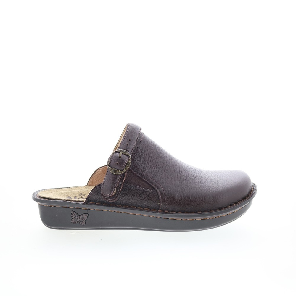 Alegria Bryn BRN-8140 Womens Brown Leather Slip On Clog Flats Shoes 8