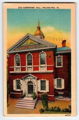 Vintage Linen Postcard Carpenters' Hall Philadelphia PA 1930s