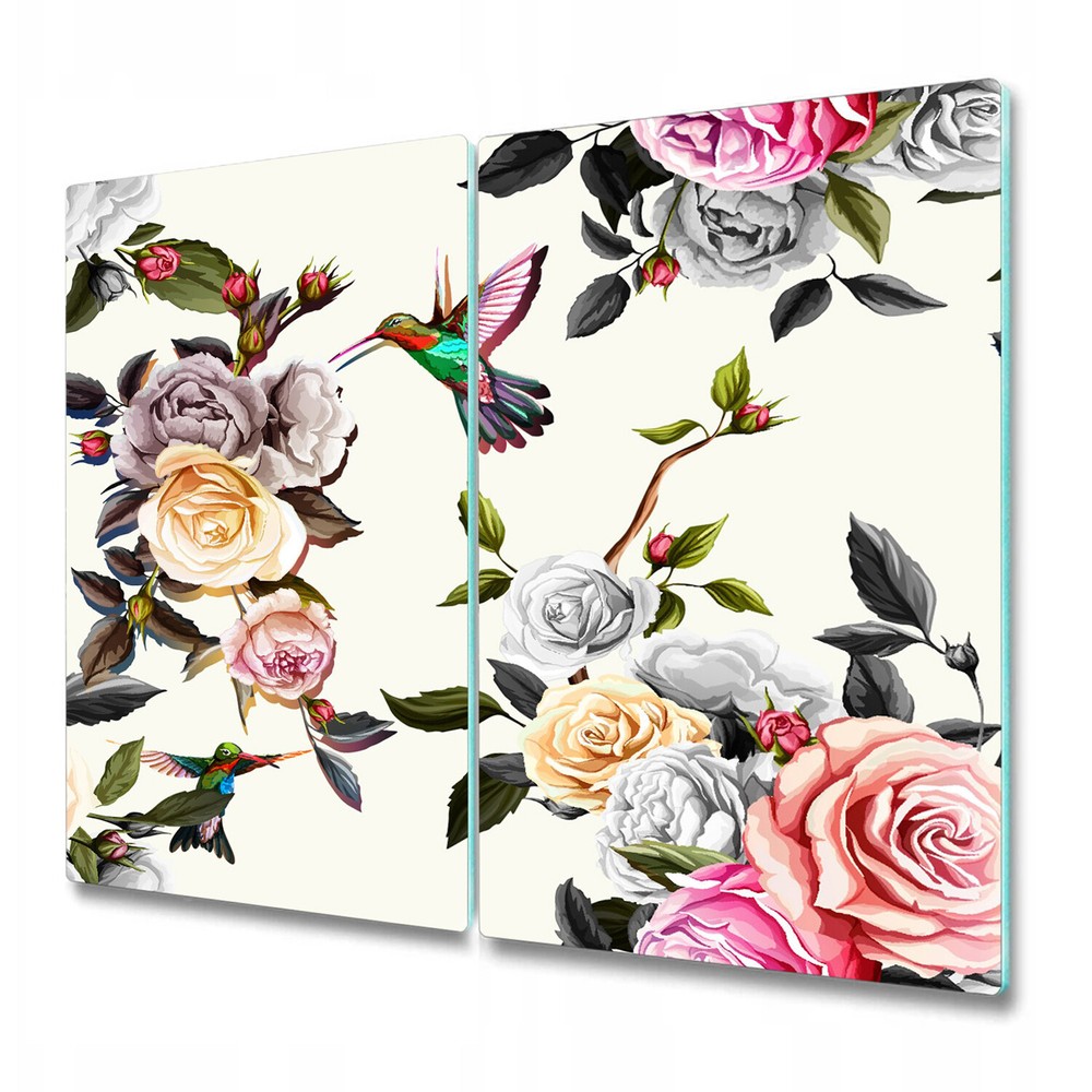 Tempered Glass Kitchen Chopping Cutting Board Watercolour hummingbird 2x30x52