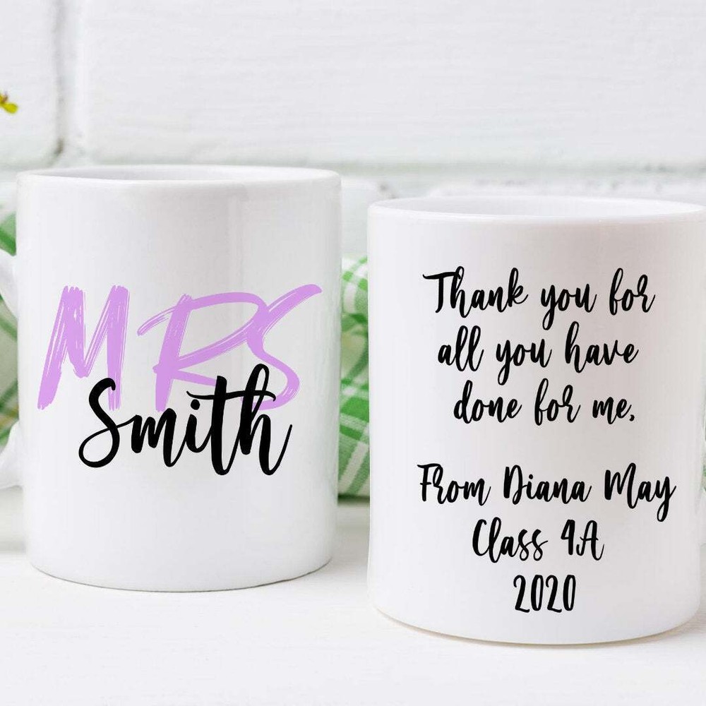 Teacher Mug Custom Teacher Thank You Mug Custom Name & Message Mug Teacher