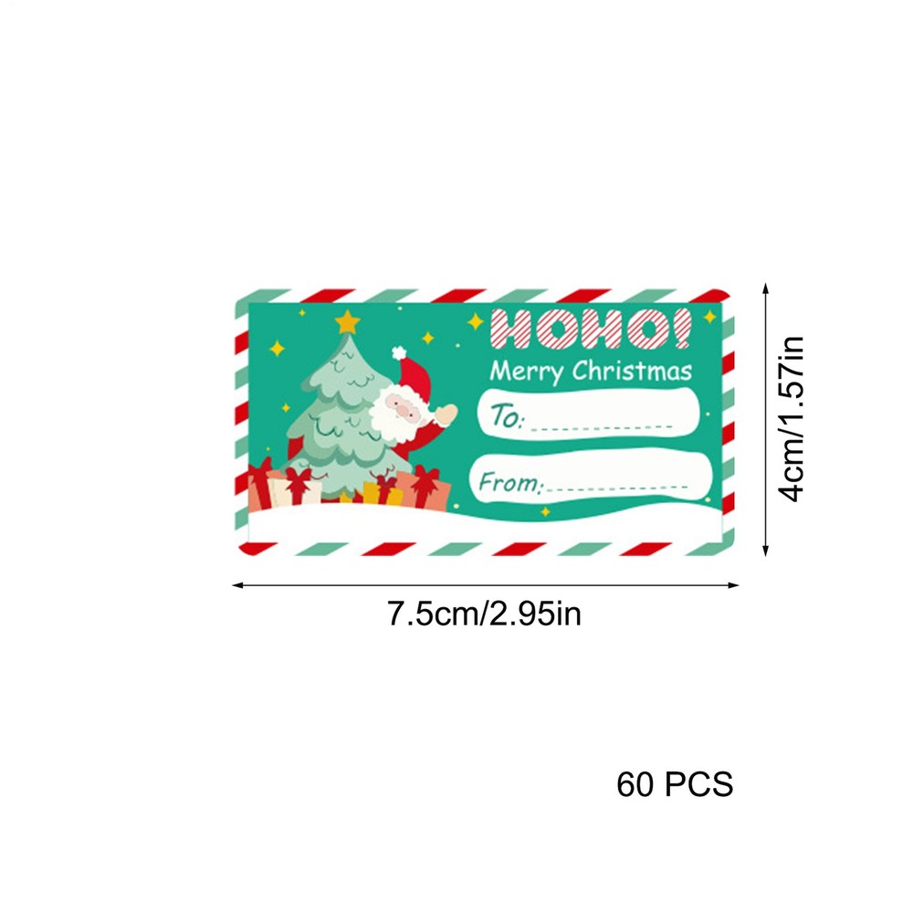 Christmas Labels Stickers Adhesive 60-sheet Decal Coloured Holiday For Present