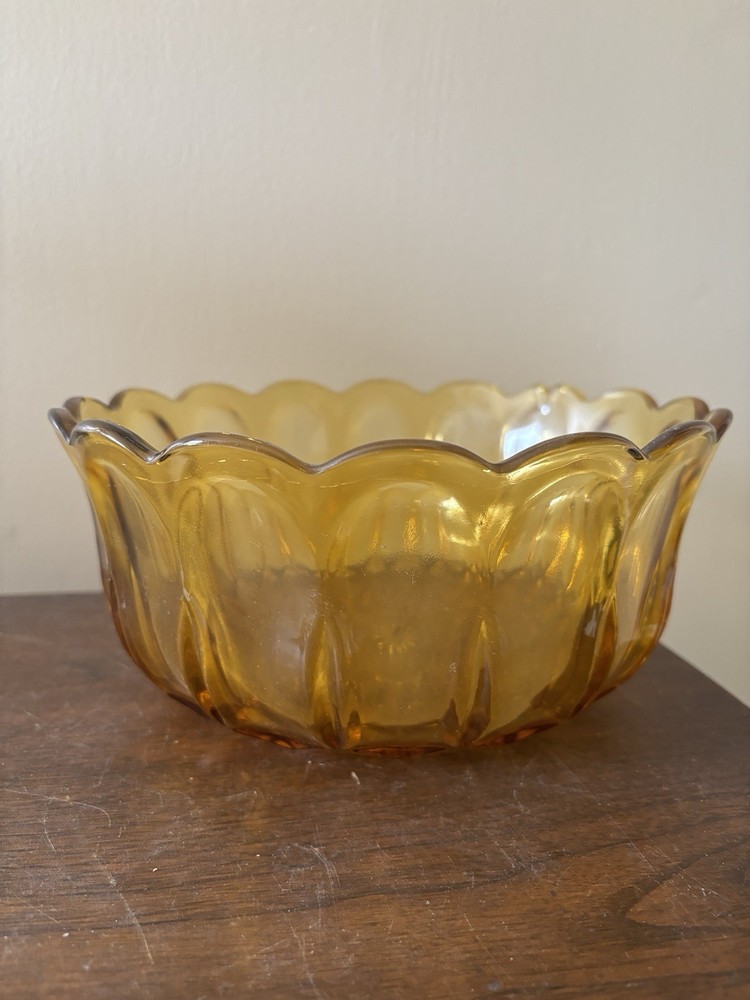 Vintage Anchor Hocking Fairfield Amber Glass Salad Bowl