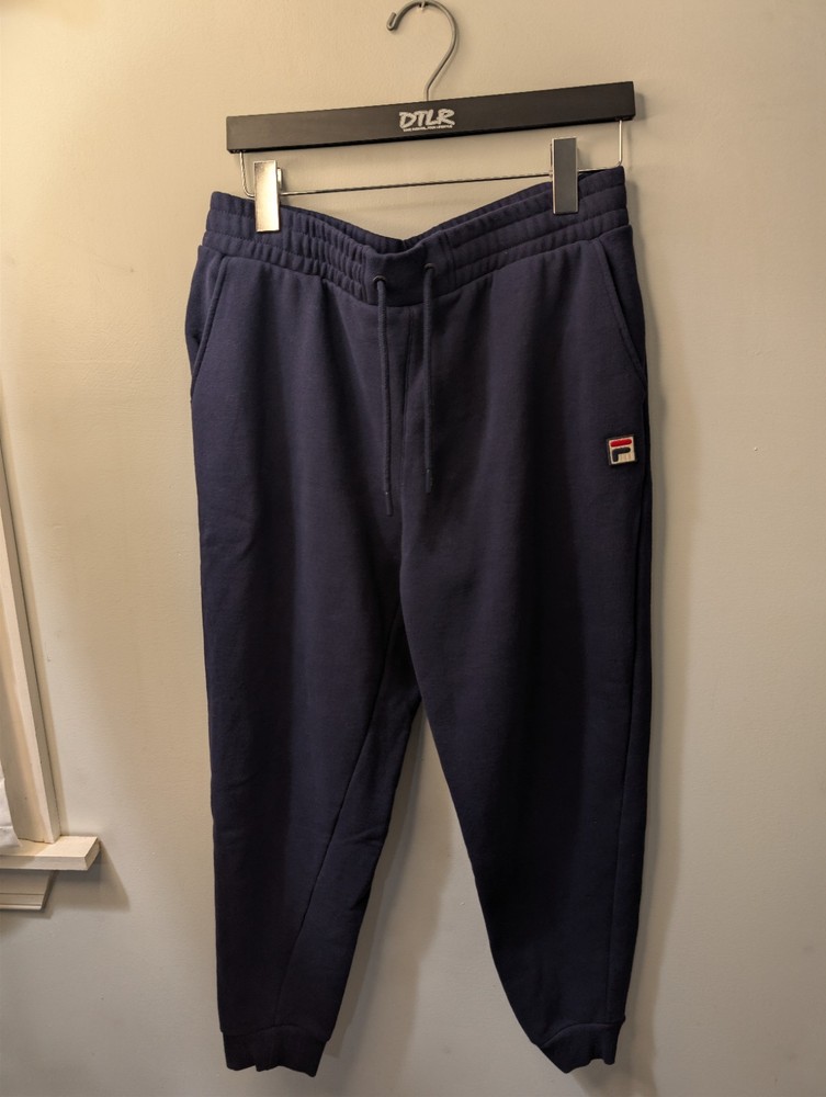 Vintage Fila Sweatpants Mens L Blue Fleece Jogger Casual Outdoor Sports Y2K