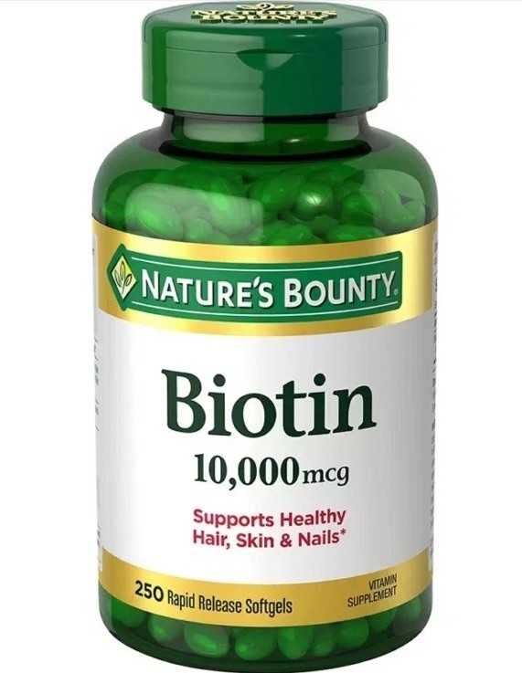 Nature's Bounty Biotin 10,000 mcg Softgels, Hair Skin Nails, 250 Ct LARGE BOTTLE