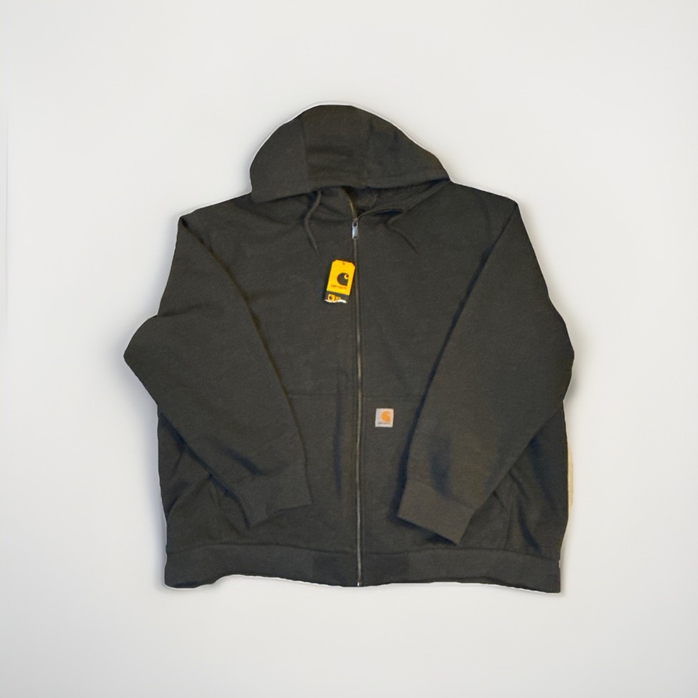 Carhartt Full Zip Hooded Sweatshirt Black Heavyweight Workwear Jacket Men’s XL