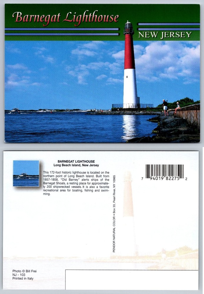 Barnegat Lighthouse New Jersey Postcard Long Beach Island NJ 