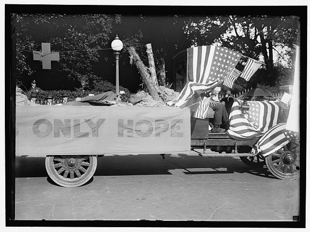 Photo:Red Cross Parade 1917 Only Hope American Flags Float