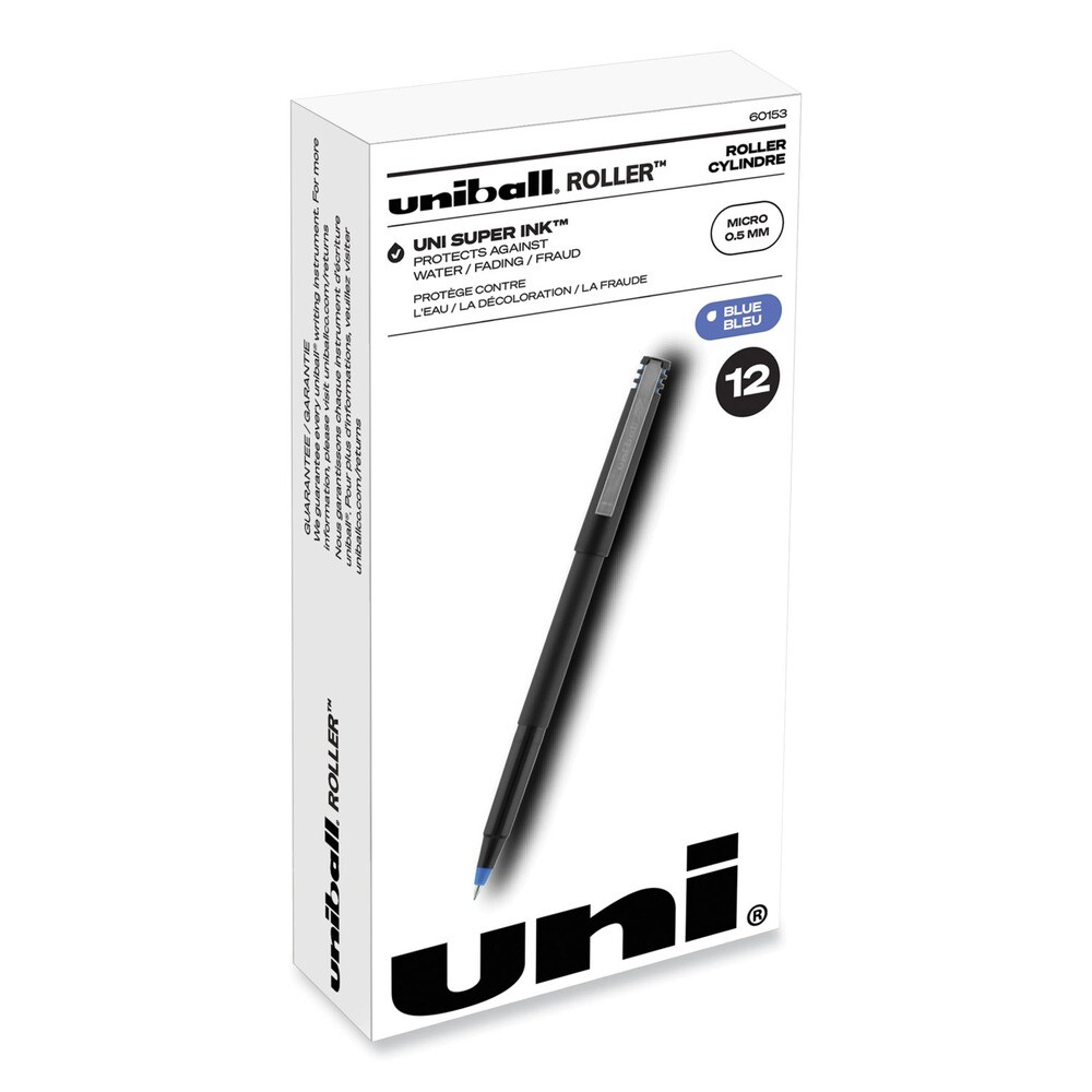 uni-ball 60153 Roller Ball Pen - Blu Ink/Blk/Blu Brrl/XF (1-Dozen) New
