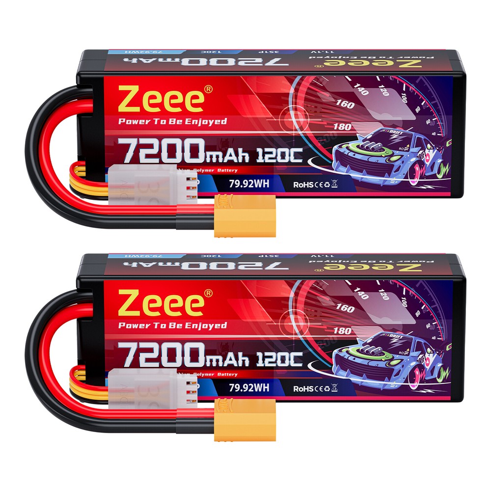 2x Zeee 3S LiPo Battery 7200mAh 11.1V 120C XT90 for RC Car Truck Truggy Buggy