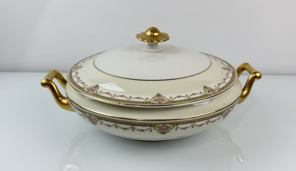 A. Lanternier & Co. Limoges, France Antique porcelain serving dish with lid