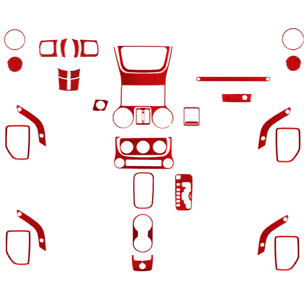 33Pcs Red Carbon Fiber Interior Full Kits Cover Trim For Jeep Wrangler JK 11-17