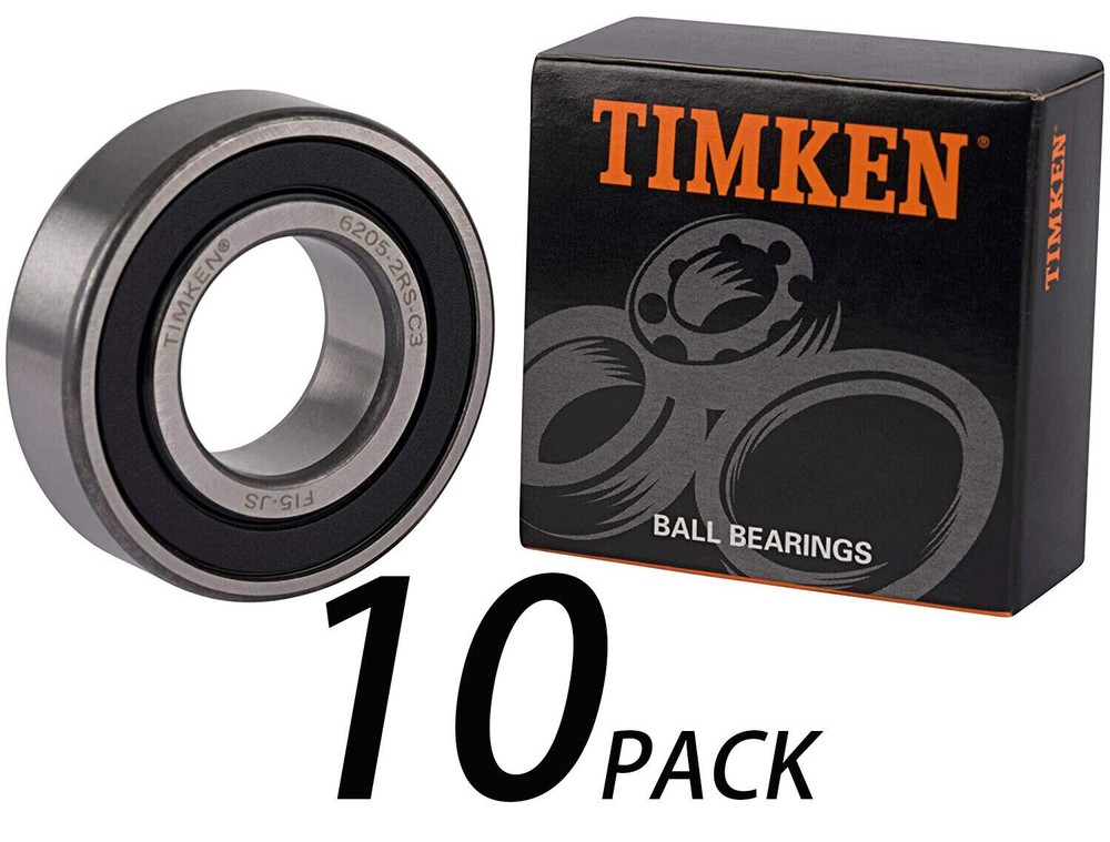 NEW 10PACK TIMKEN 6205-2RSC3 25X52X15MM C3 Clearance Double Rubber Seal Bearings