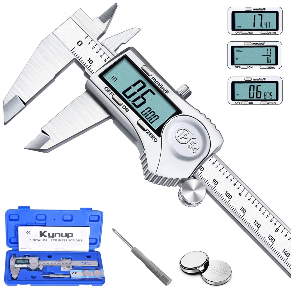 Digital Vernier Caliper, 150mm Caliper with Stainless Steel, Inch