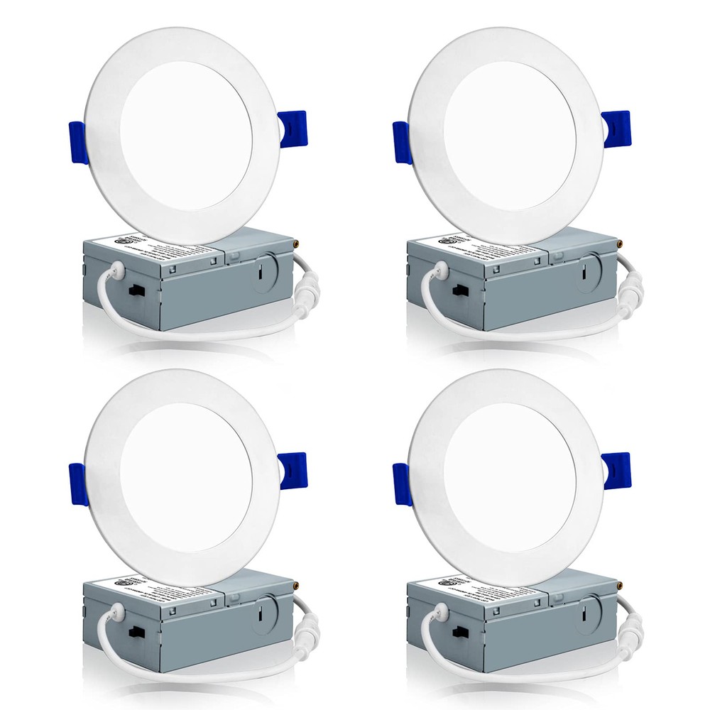 4-Inch LED Recessed Ceiling Light 4-Pack with Junction Box, 3000K/4000K/5000K Options