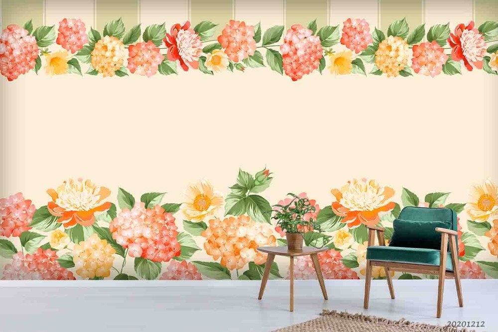 3D Flowers Plants Watercolor Wall Murals Wallpaper Murals Wall Sticker