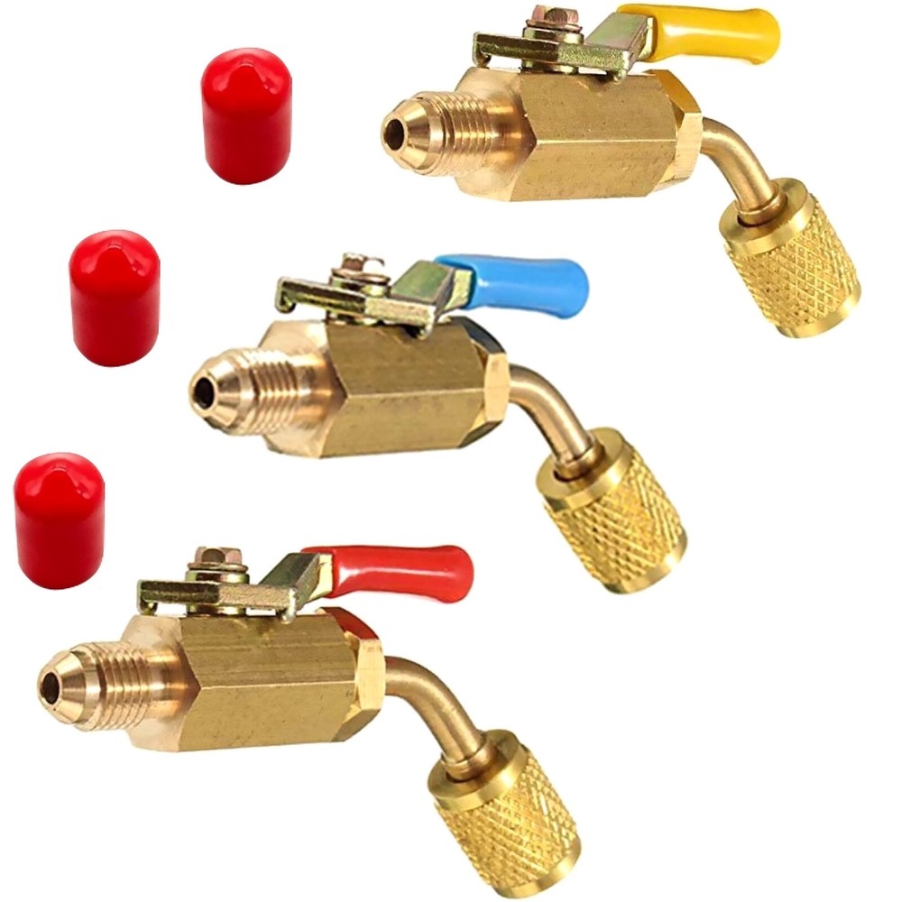 3PCS Brass AC Shut Valve Accessories for Charging Hoses