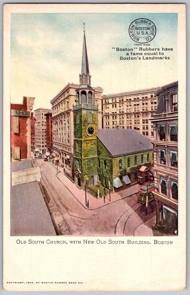 Antique Postcard Old South Church New Boston, MA 1900s