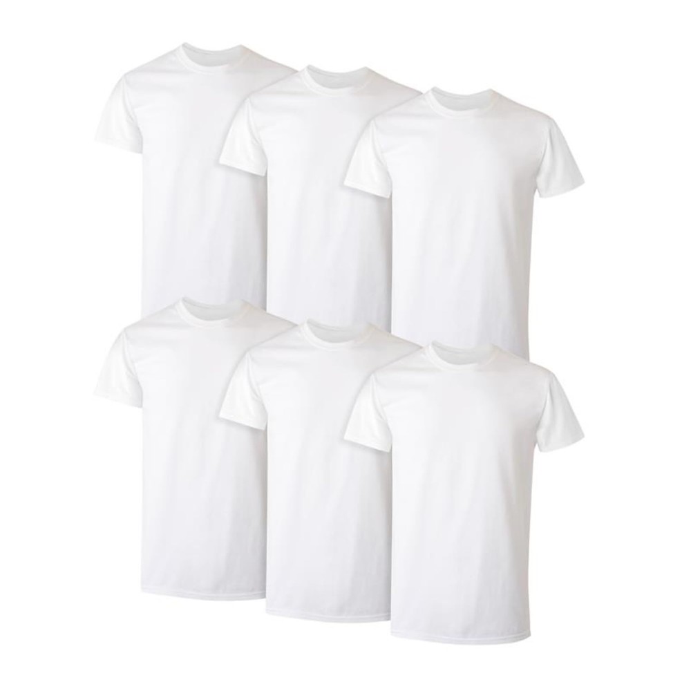 Hanes Mens Cotton, Moisture-wicking Crew Tee Undershirts, Multi-packs, White -