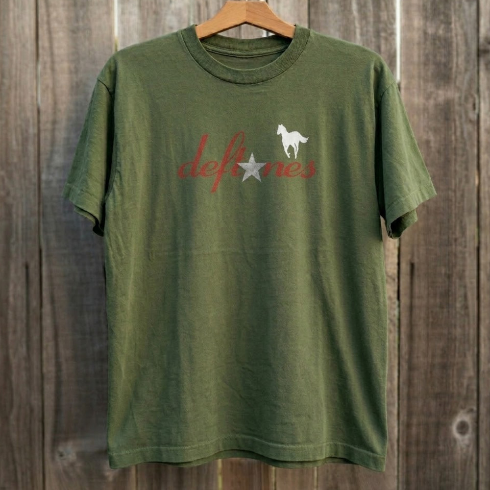 Deftones White Pony T-Shirt - Olive Green Alt Metal Tee