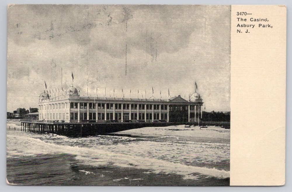 Asbury Park NJ Casino Oceanfront Photo Postcard Early 1900s