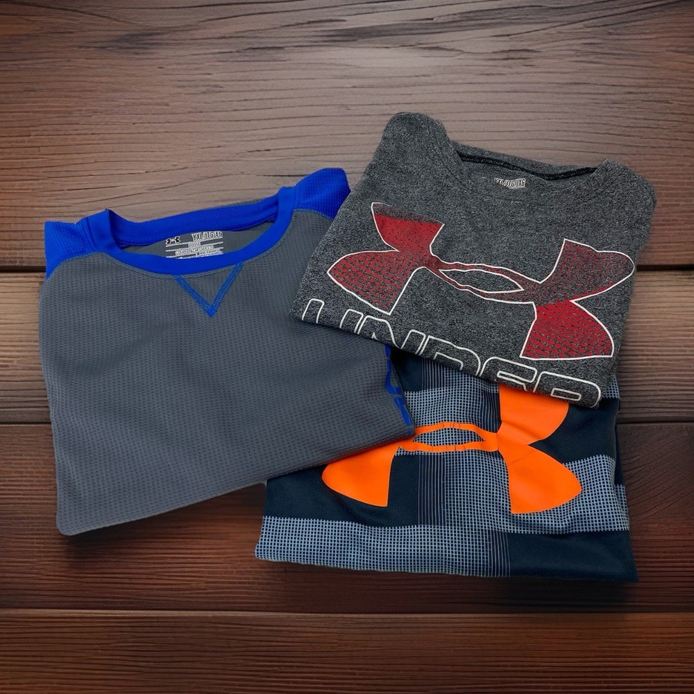 Lot Of 3 Under Armour Youth Boys XL YXL Extra Large Crew Neck Graphic T Shirt