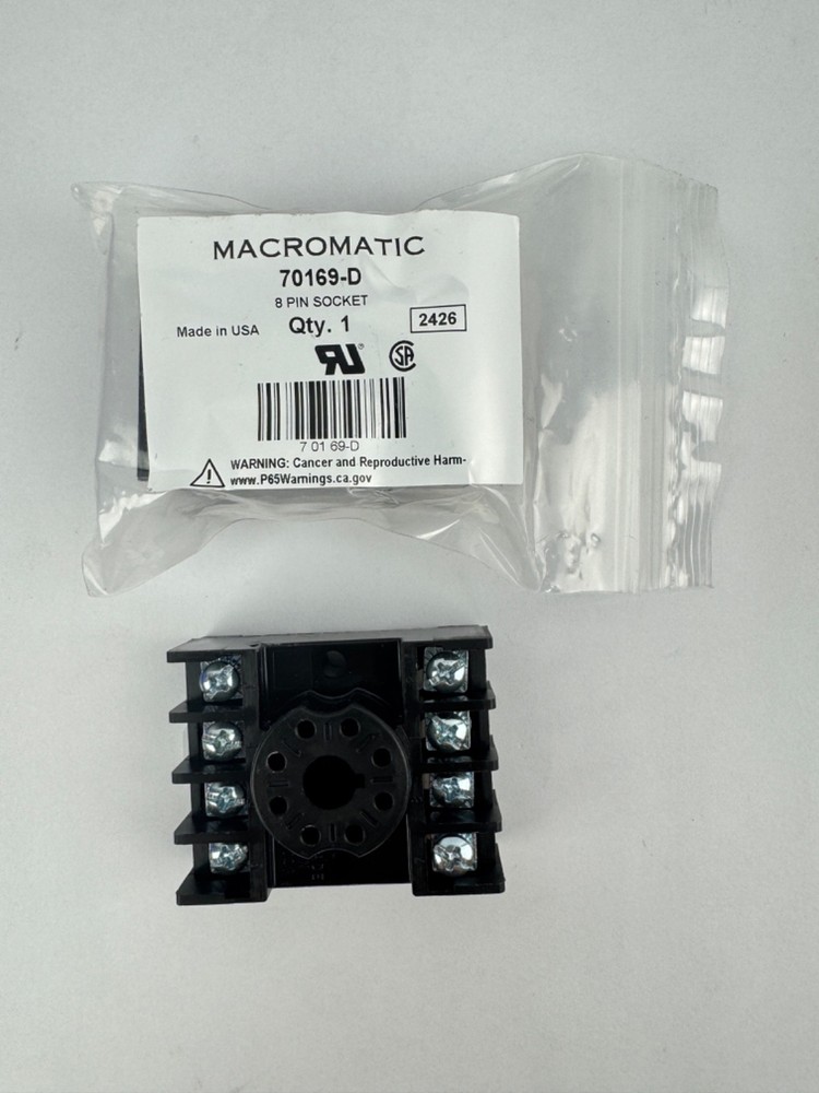 x(2) Macromatic 70169-D 8 Pin Octal Socket 600V 10A Relay Timer Base