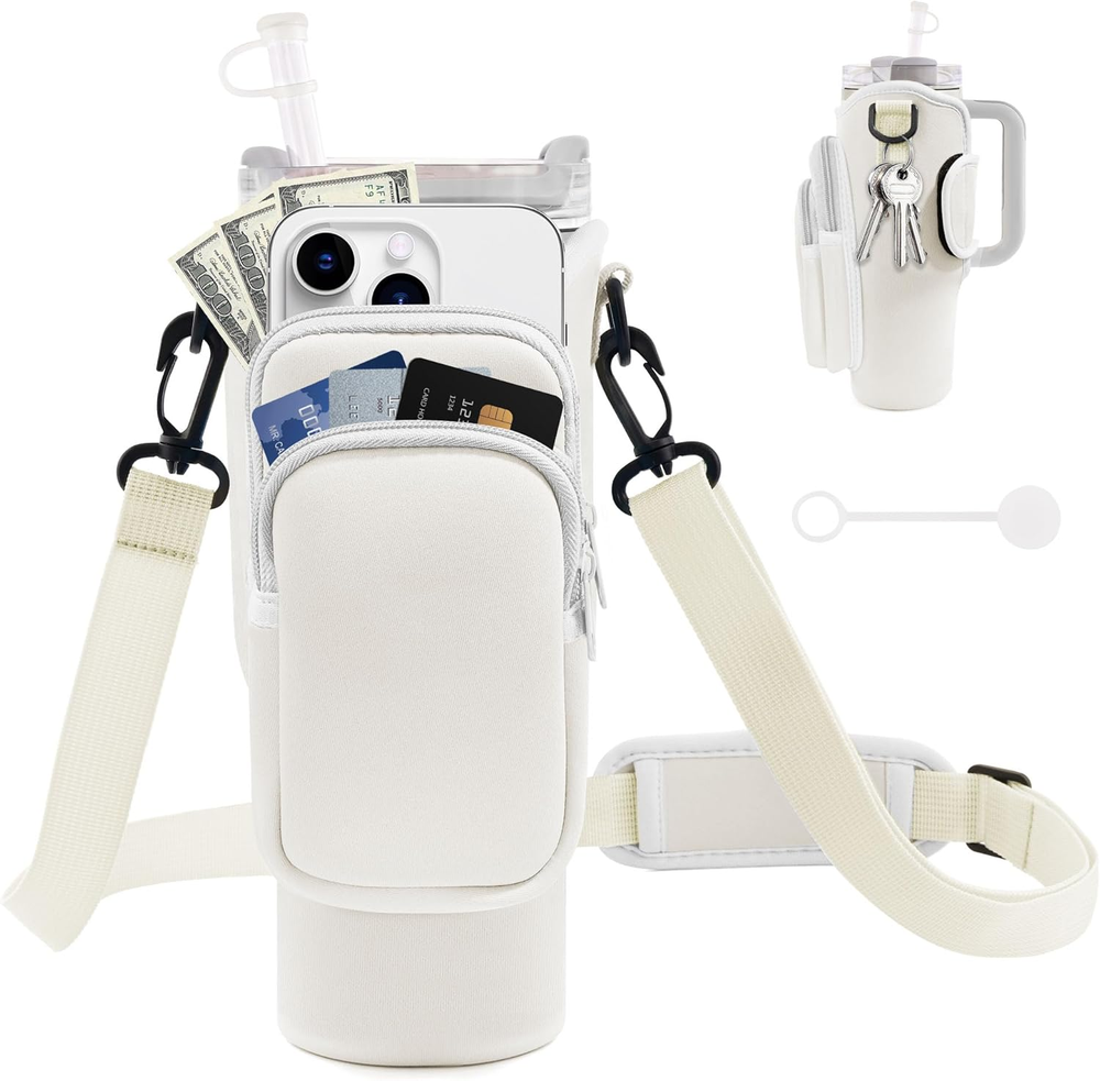 Stanley Cup 40/30 Oz Water Bottle Carrier Bag with Phone Pocket and Adjustable Strap