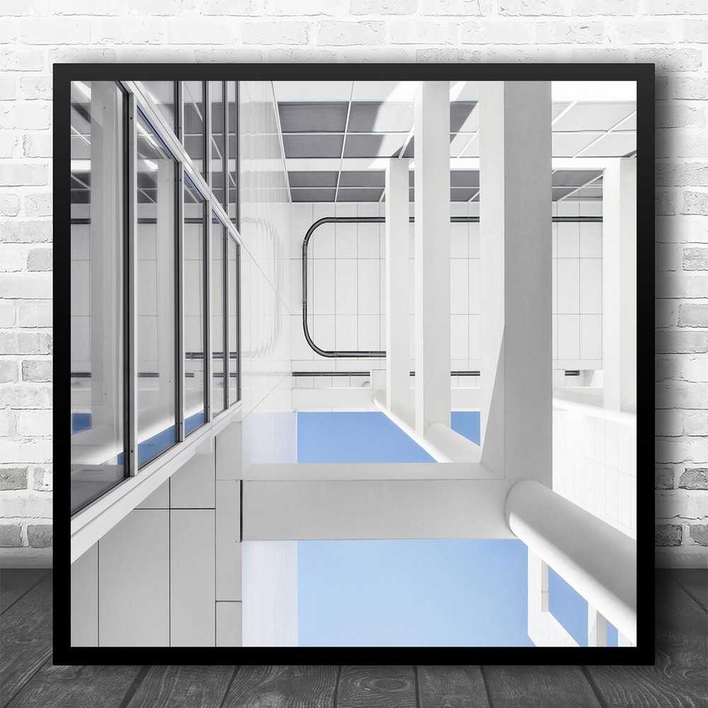 White Architecture Abstract Looking Up Minimal Square Wall Art Print