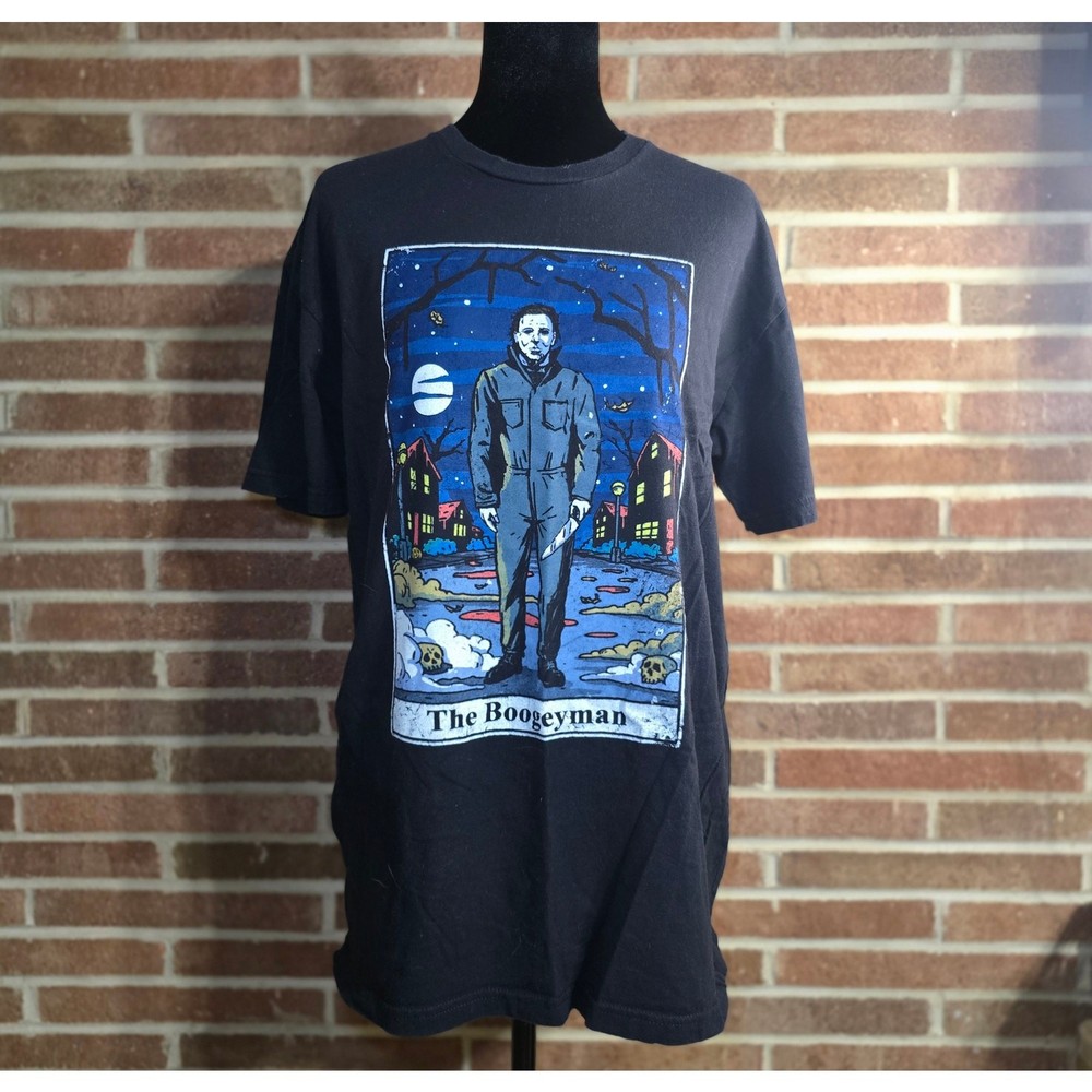 Halloween Michael Myers The Boogeyman Tarot Card Black T-Shirt Horror Movie Sz M