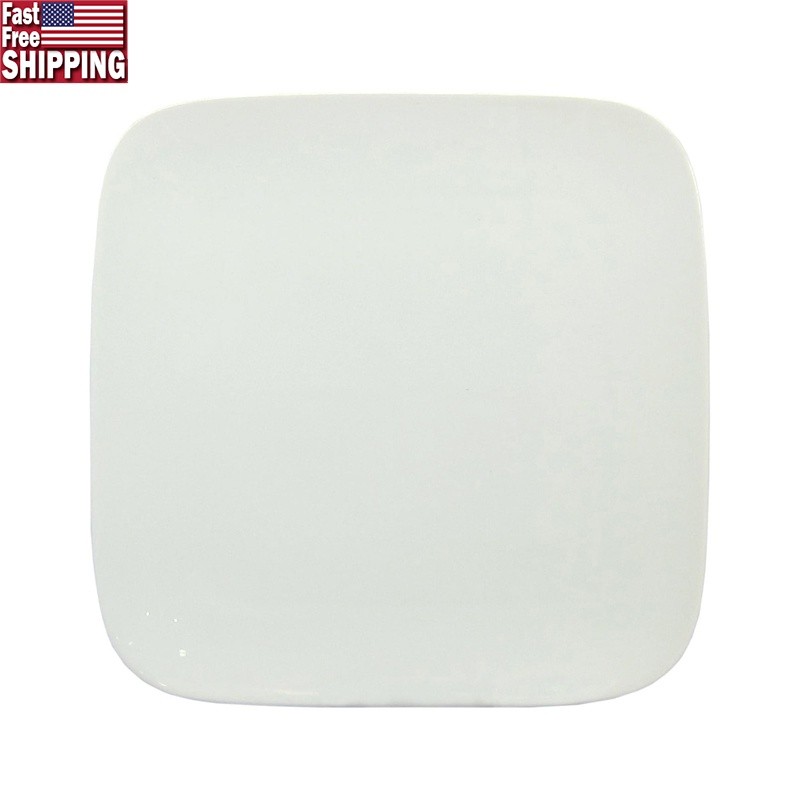 Set of 12 Square Porcelain Salad Plates Durable Microwave Oven Safe Dishware New