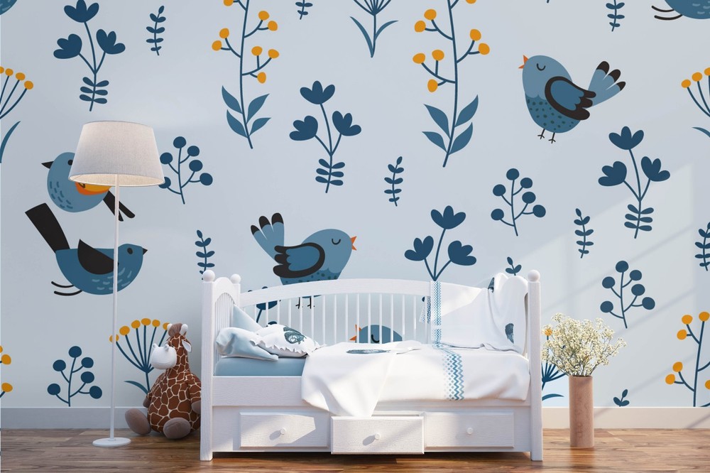 3D Flowers Birds Watercolor Pattern Wall Murals Wallpaper Murals Wall Sticker