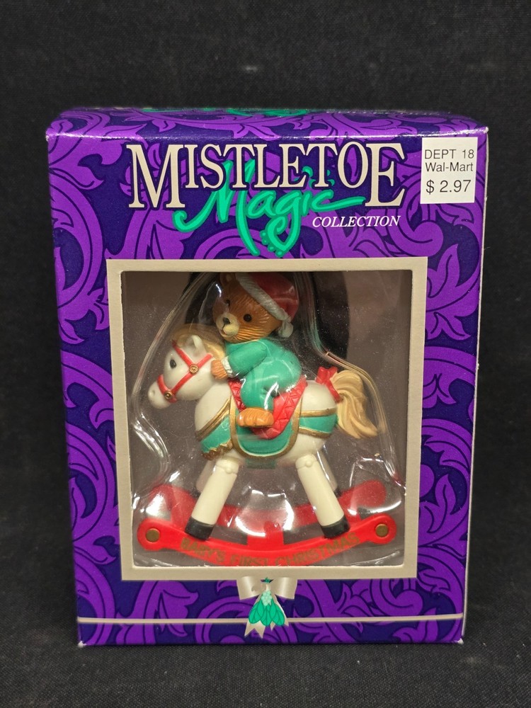 New Mistletoe Magic Collection Christmas Ornament Teddy Bear on Rocking Horse