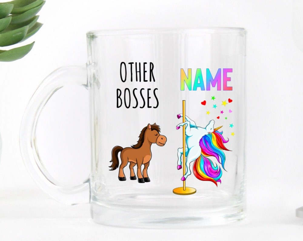 Boss Gift Boss Unicorn Glass Mug Funny Boss Mug Gift For Boss Boss Leaving Gift
