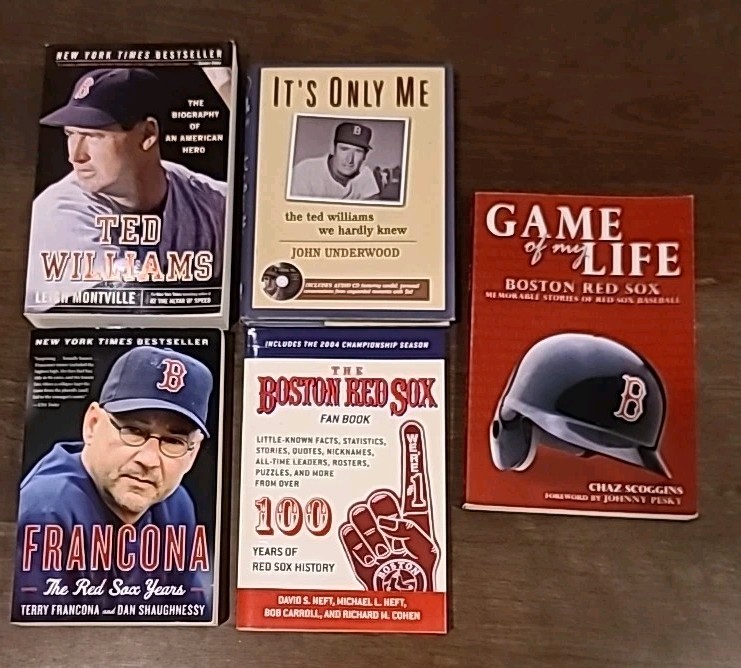 Boston Red Sox Book LOT 5 Books MLB Baseball History Players Vintage Bundle